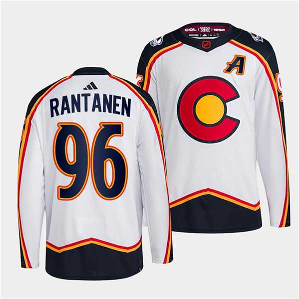 Men%27s Colorado Avalanche #96 Mikko Rantanen White 2022-23 Reverse Retro Stitched Jersey Dzhi
